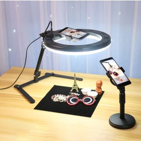 Resim The Kaku Masaüstü Ürün Çekim Standı Video Ve Fotoğraf Çekimi 10" Ring Light Tripod Selfie Işığı Çekim Işığı 