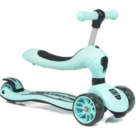 Resim Toys Oturaklı Çocuk Scooter 3 Tekerlekli Led Işıklı Scooter Yükseklik Ayarlı 1-5 Yaş Scooter Turkuaz 