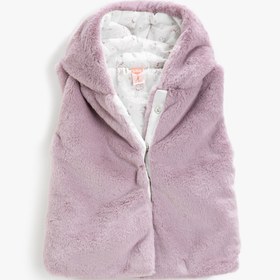 Resim Kız Bebek Kapüşonlu Peluş Yelek İçi Astarlı Çıtçıt Kapamalı 