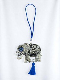 Resim biuti Metal Büyük Fil Cam Nazar Boncuklu Araba Dikiz Ayna Süsü, Yeni Araba Hediyesi 