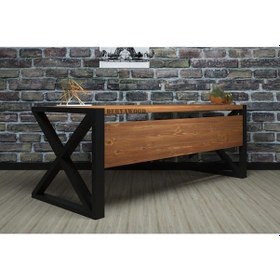 Resim Silver Ahşap Bilgisayar Masası 180x85x76 C-ön Ahşap Açık Ceviz 