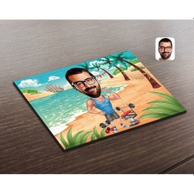 Resim Kişiye Özel Erkek Fitnesscı Karikatürlü Ahşap Puzzle-1 