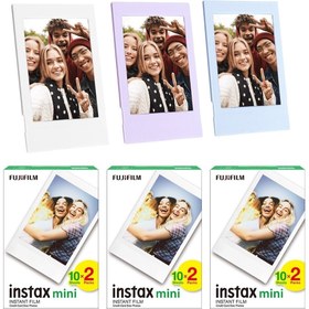 Resim Fujifilm Instax mini 60'lı Film Lila Mavi ve Beyaz 3 Fotoğraf Çerçevesi 