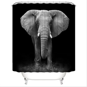 Resim Siyah Backdrop Afrika Fil Leopar Aslan Desen Duş Perdesi Seti Vahşi Hayvan Baskı Banyo Ev Dekor Erkek Hediye Perdeleri | Duş Perdeleri (Yurt Dışından) 