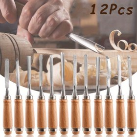 Resim 12 Parça Ahşap İşleme Çekiç Seti, Ahşap Saplı, Metal Oyma Araçları Kiti, Ahşap İşleme ve El Sanatları İçin, Depolama Çantası Dahil, Elektrik Gerektirmez 