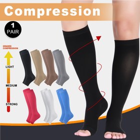 Resim 1 Çift 20-30mmHg Gradyan Kompresyon Çorabı - Kadın ve Erkek için Nefes Alabilir Dolaşım Destekli, Seyahat İçin Kaymaz & Dikişsiz (S-XXL, Çok Renkli) 