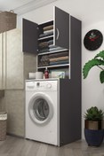 Resim Kenzlife Çamaşır Makinesi Dolabı Hayzum Gri 180*066*55 Banyo Kiler Çift Kapaklı Arkalıklı 