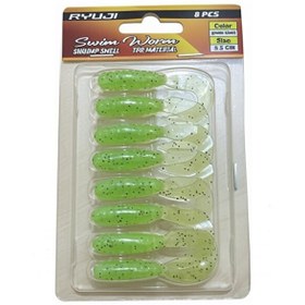 Resim Ryuji Swim Worm 5.5 CM TPR Kokulu Silikon Yem Green Chart 