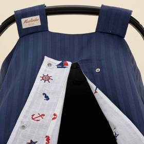 Resim Puset Örtüsü - Çift Taraflı - Lacivert Saten - Bahriyeli 