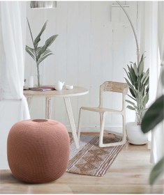 Resim Koza Home Fluffy Örgü Puf Somon 8004 