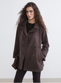 Resim LC Waikiki Timeless Clothing & Zamansız Seçimler Kruvaze Roba Yaka Bol Dikim Kadın Trençkot 