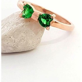 Resim Zirkon Taşlı Rose Altın Kaplama Gümüş Yüzük 