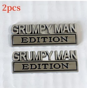 Resim Lumaworld 2pcs Grumpy For Man Edıtıon Siyah Ve Beyaz 3d Metal Araç Rozeti Çıkartmaları 