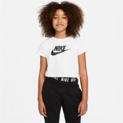 Resim Nike Girls Sportswear Futura Çocuk Beyaz Crop T-Shirt 