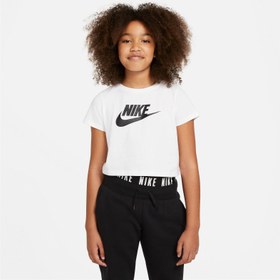 Resim Nike Girls Sportswear Futura Çocuk Beyaz Crop T-Shirt 