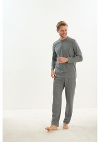 Resim Sevim Erkek Uzun Kol Gri Melanj Pijama Takım C1t3n5o9 001 