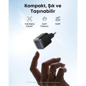 Resim Anker Nano 45W (1,8m Usb-C Kablo Dahil) Şarj Cihazı Siyah - B2692 
