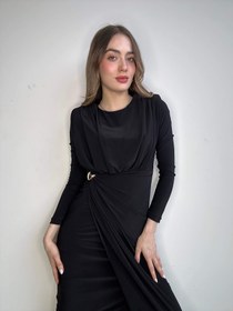 Resim Aec Prive Kadın Lora Gold Detaylı Şık Uzun Elbise -5643 - S 