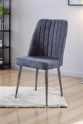 Resim Mymassa Vento Sandalye - Milas Gri Kumaş - Metal Krom Ayak - Mutfak Sandalyesi - Salon Sandalyesi 