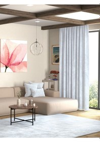 Resim Kadife Dokulu Beyaz Ada Fon Perde Ekstrafor Büzgülü Beyaz 