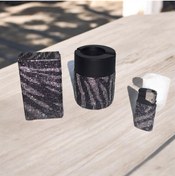 Resim Sahmeran design Taşlı Lüks Zebra desenli Tabaka, Küllük ve Çakmak Seti - Işıltılı Tasarım 