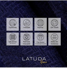 Resim Jakarlı Şönil Koltuk Örtüsü Çekyat Örtüsü Koltuk Şalı 175x300 Kaymaz Lacivert Lacivert 