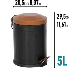 Resim Eforeca Ahşap Vintage Çöp Kovası Çizgili Siyah 5 Lt 