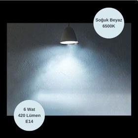 Resim E14 Duy Led Ampul 6w 420 Lümen Soğuk Beyaz 6500k Mini Silindir Ampul 1 