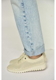 Resim Fox Shoes Y555705103 Bej Hakiki Deri Comfort Ortopedik Taban Kadın Ayakkabı Bej 