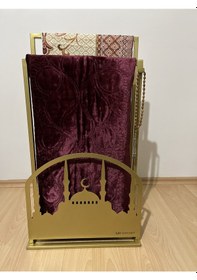 Resim Safa Premium Ön Korumalı Seccade Askısı, Seccadelik Gold Siyah 