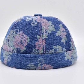 Resim Külah Unisex Denim Docker Cap Sipersiz Kot Şapka - Mavi 