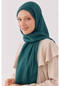 Resim Mirsoy Scarf Halka Desen Parlak Jakar Şal - Petrol Yeşili Petrol Yeşili 