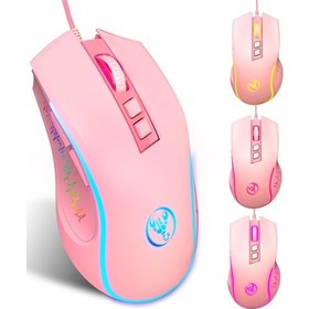 Resim Mufunye "hxsj X100 Renkli Aydınlatmalı 3600dpı Oyun Faresi - Ergonomik Tasarım, 7 Renk Işık Efekti" Optik 