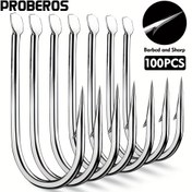 Resim Proberos 100 adet Yüksek Karbonlu Çelik Tek Kancalı saç tokası 8#-2/0# Barb Flat Eye Crucian Carp saç tokası Keskin Derinlik, Karışık Renk, Şükran Günü, Noel, Cadılar Bayramı, Yeni Yıl, Büyükanne Günü 