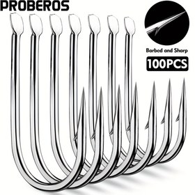 Resim Proberos 100 adet Yüksek Karbonlu Çelik Tek Kancalı saç tokası 8#-2/0# Barb Flat Eye Crucian Carp saç tokası Keskin Derinlik, Karışık Renk, Şükran Günü, Noel, Cadılar Bayramı, Yeni Yıl, Büyükanne Günü 