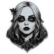 Resim 8x10 Cm Gotik Kız Sticker Laptop Kask Araba Motor Defter Sticker 