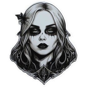 Resim 8x10 Cm Gotik Kız Sticker Laptop Kask Araba Motor Defter Sticker 