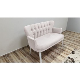 Resim Azra Mobilya Ikili Koltuk - Kanepe - Babyface Kumaş - Ahşap Ayak - Krem Krem 