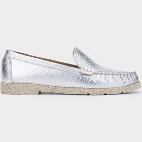 Resim Valmenti Patrika Kadın Lame Hakiki Deri Loafer Ayakkabı 33 0607 Bn Ayk Y24 Gümüş 