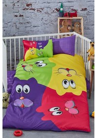 Resim Bonjardinhome Dijital Baskılı 3d Pamuklu Bebek Nevresim Takımı Mor 