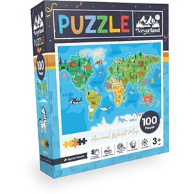 Resim Neverland Hayvan Dünya Haritası 100 Parça Puzzle NL412 