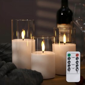 Resim 3 adet Gerçekçi Alevsiz LED Mumlar Uzaktan Kumanda ile - Otomatik Açma/Kapama Zamanlayıcı (2/4/6/8S), Alevsiz Mum Işıkları Uzaktan Kumanda ile, Pil ile Çalışır (AAA Dahil Değil) - Düğün, Ev, Parti, Noel, Cadılar Bayramı, Sevgililer Günü için Güvenli İç Mekan Dekorasyonu - Zarif Masa Merkezleri, Alevsiz Mum, Etkinlik Ortam Aydınlatması, Romantik Aydınlatma, Akrilik Mum Tasarımı, Dayanıklı Plastik Mumlar, Zarif Dekoratif Mum, Mum, Noel Ev Dekoru, Dekoratif Mum, Mum, Cadılar Bayramı Mum 