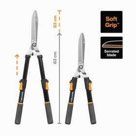 Resim Hype Store Fiskars Teleskopik Çit Budama Makinesi, SoftGrip Saplar, Yüksek Kaliteli Çelik Bıçaklar, Uzunluk: 63 