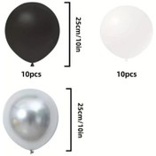 Resim Gaojunshop01 Siyah Beyaz Gümüş 30 Parça Balon Seti Parti Dekorasyon Fotoğraf Stüdyosu Siyah Beyaz Gümüş 