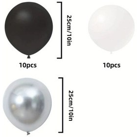 Resim Gaojunshop01 Siyah Beyaz Gümüş 30 Parça Balon Seti Parti Dekorasyon Fotoğraf Stüdyosu Siyah Beyaz Gümüş 