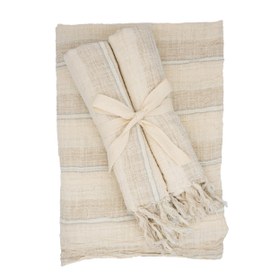 Resim Beige and White Striped Peshtamal 