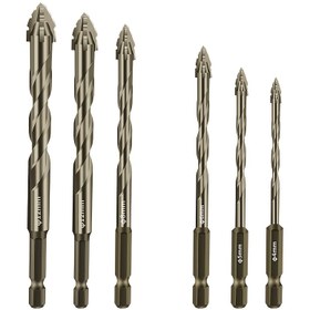 Resim Seramik, Cam ve Beton için Yüksek Dayanıklılık Alaşımlı Çelik Matkap Ucu Seti - 4 Dişli Eksantrik Uçlar (1 set / 6 parça) 