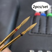 Resim 2 adet GGJOYO Titanyum Tırnak Matkap Uçları, 2mm Uzun Alev Tasarımı ile Hassas Tırnak Etleri Temizleme & Tırnak Şekillendirme, Renkli Elmas Uçlar - Profesyonel Manikür & Pedikür Araçları, Tırnak Teknisyenleri Malzemeleri 