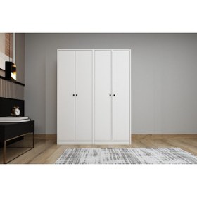 Resim 4 Kapakli Askilikli Giysi Dolabi Gardrop Beyaz 130 cm G-yd-1055-ç 