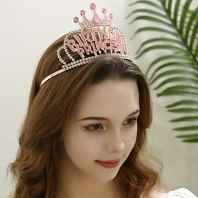 Resim 1 adet Doğum Günü Prensesi Harf Taçlı Headband Taşlı Süs Glitter Kristal Saç Süsü Doğum Günü Partisi Saç Süsü 
